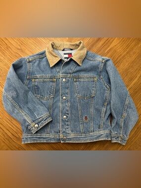 Vintage Tommy Hilfiger Kids Blue Denim Jacket with Tan Collar